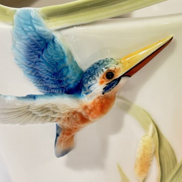 Franz Porcelain Kingfisher Vase Iridescence Collection FZ01190 NIB - Picture 8 of 14
